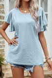 LEAF SLEEVE HOLLOW CASUAL TOP - Doublju