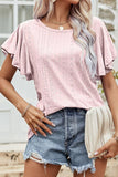 LEAF SLEEVE HOLLOW CASUAL TOP - Doublju