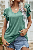 RUFFLED SHORT SLEEVE CASUAL TUNIC TOP - Doublju