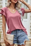 RUFFLED SHORT SLEEVE CASUAL TUNIC TOP - Doublju