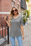 PLEATED FRILL PUFF SLEEVES V NECK TEE - Doublju
