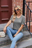 PLEATED FRILL PUFF SLEEVES V NECK TEE - Doublju