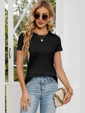 SIMPLE BASIC CREW NECK KNIT TOP - Doublju
