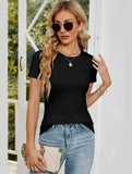 SIMPLE BASIC CREW NECK KNIT TOP - Doublju