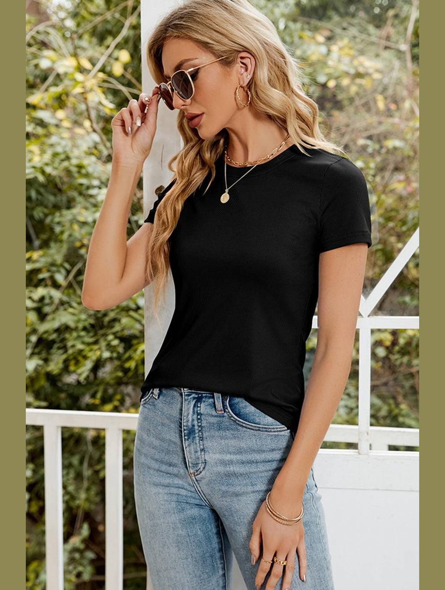 SIMPLE BASIC CREW NECK KNIT TOP - Doublju