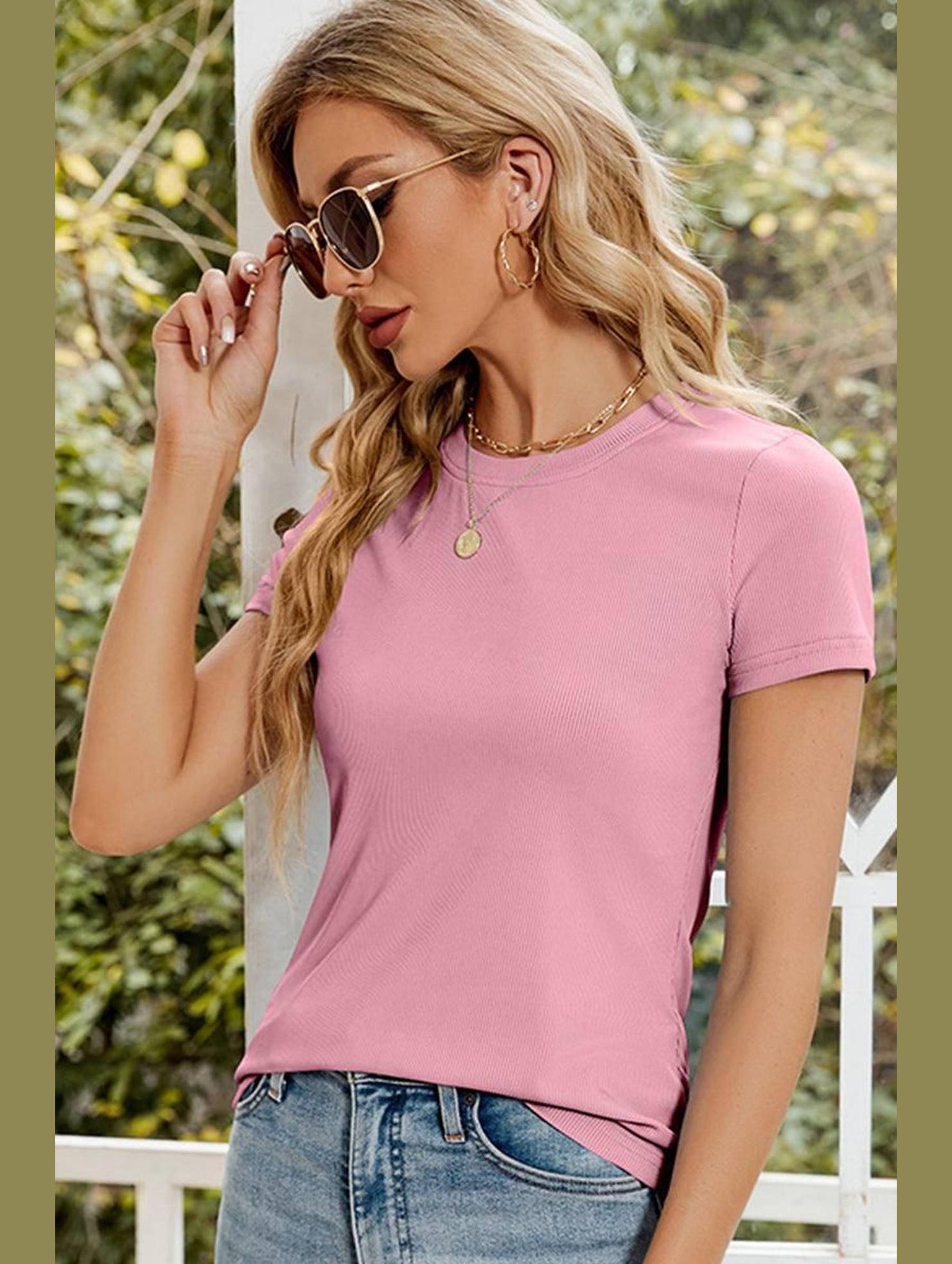 SIMPLE BASIC CREW NECK KNIT TOP - Doublju