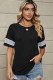 LOOSE FIT CREWNECK LINE POINT SHORT SLEEVE TEE - Doublju