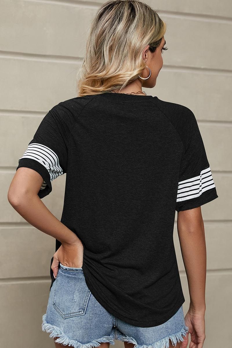 LOOSE FIT CREWNECK LINE POINT SHORT SLEEVE TEE - Doublju