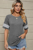LOOSE FIT CREWNECK LINE POINT SHORT SLEEVE TEE - Doublju