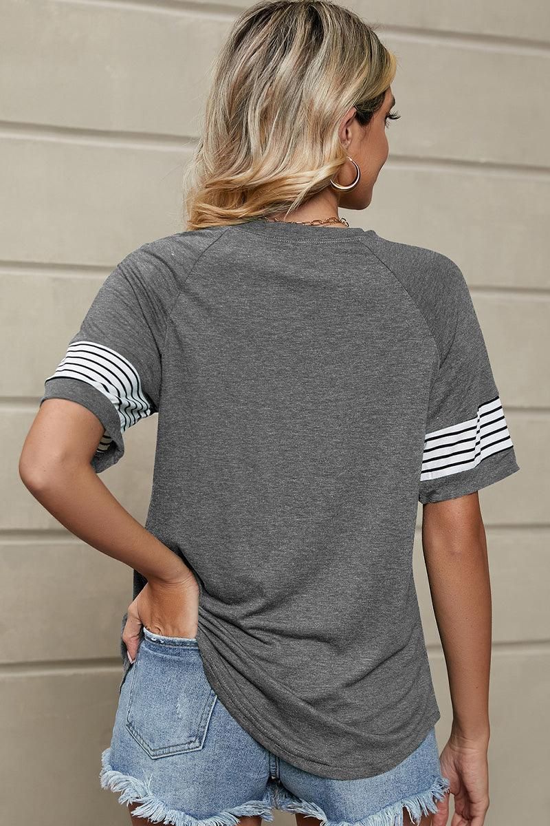 LOOSE FIT CREWNECK LINE POINT SHORT SLEEVE TEE - Doublju