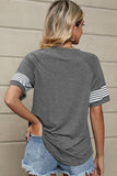 LOOSE FIT CREWNECK LINE POINT SHORT SLEEVE TEE - Doublju