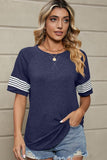 LOOSE FIT CREWNECK LINE POINT SHORT SLEEVE TEE - Doublju