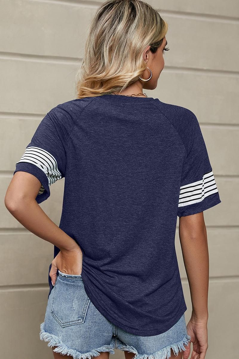 LOOSE FIT CREWNECK LINE POINT SHORT SLEEVE TEE - Doublju