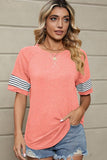 LOOSE FIT CREWNECK LINE POINT SHORT SLEEVE TEE - Doublju