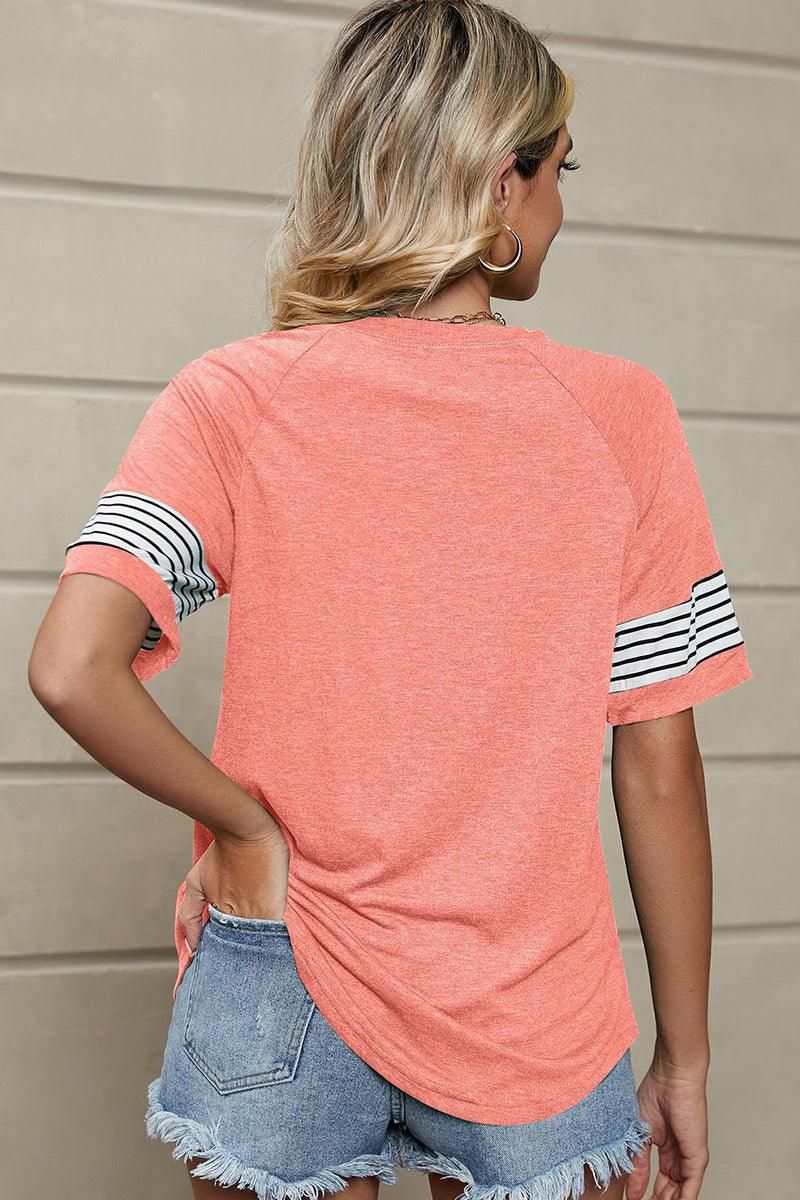 LOOSE FIT CREWNECK LINE POINT SHORT SLEEVE TEE - Doublju