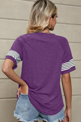 LOOSE FIT CREWNECK LINE POINT SHORT SLEEVE TEE - Doublju