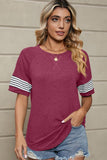 LOOSE FIT CREWNECK LINE POINT SHORT SLEEVE TEE - Doublju