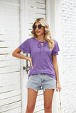 V NECK LACED PETAL SLEEVE SOLID TOP - Doublju