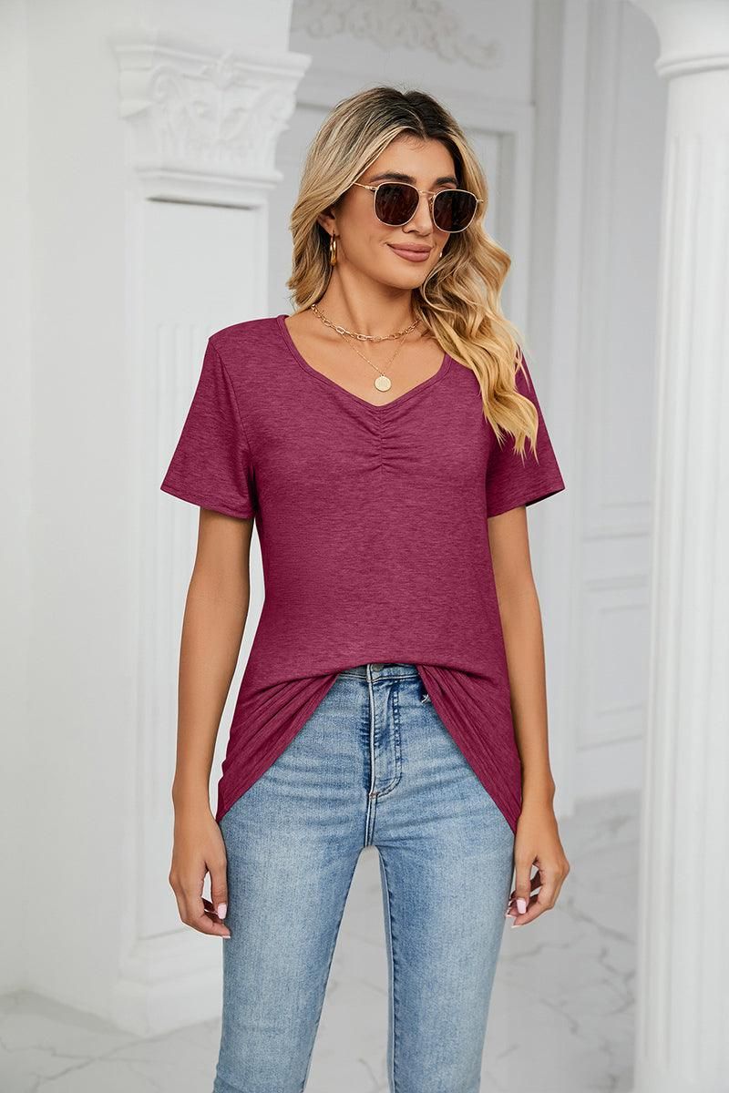 SUMMER PLEATED NEW CASUAL TOP - Doublju