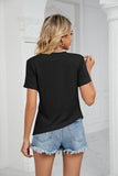 ROUND NECK RUFFLED SPLIT TOP - Doublju