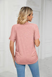 SOLID V NECK SHORT SLEEVE LOOSE TEES - Doublju