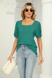 SQUARED NECKLINES RUFFLED LOOSE TEES - Doublju