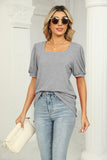 SQUARED NECKLINES RUFFLED LOOSE TEES - Doublju