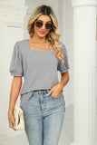 SQUARED NECKLINES RUFFLED LOOSE TEES - Doublju
