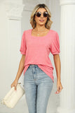 SQUARED NECKLINES RUFFLED LOOSE TEES - Doublju