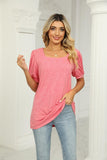 SQUARED NECKLINES RUFFLED LOOSE TEES - Doublju