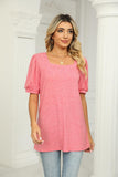 SQUARED NECKLINES RUFFLED LOOSE TEES - Doublju