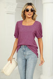 SQUARED NECKLINES RUFFLED LOOSE TEES - Doublju