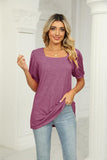 SQUARED NECKLINES RUFFLED LOOSE TEES - Doublju