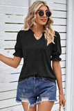 PRINCESS PUFF SHORT SLEEVE V NECK TEE - Doublju