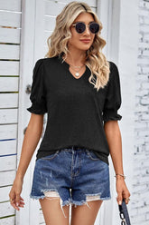 PRINCESS PUFF SHORT SLEEVE V NECK TEE - Doublju
