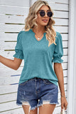 PRINCESS PUFF SHORT SLEEVE V NECK TEE - Doublju