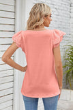 PUNCHING LACE ANGEL SLEEVE SQUARE NECK TUNIC TOP - Doublju