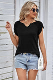 DRAPED SHORT SLEEVE WOMEN DAILY T SHIRTS - Doublju