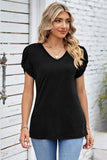 DRAPED PUFF SLEEVE WOMEN DAILY T SHIRTS - Doublju