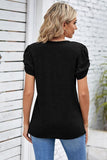 DRAPED PUFF SLEEVE WOMEN DAILY T SHIRTS - Doublju