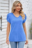 DRAPED PUFF SLEEVE WOMEN DAILY T SHIRTS - Doublju