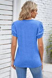 DRAPED PUFF SLEEVE WOMEN DAILY T SHIRTS - Doublju
