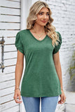 DRAPED PUFF SLEEVE WOMEN DAILY T SHIRTS - Doublju