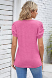 DRAPED PUFF SLEEVE WOMEN DAILY T SHIRTS - Doublju