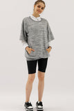 OVERSIZED SWEATSHIRT WITH KANGAROO POCKET - Doublju