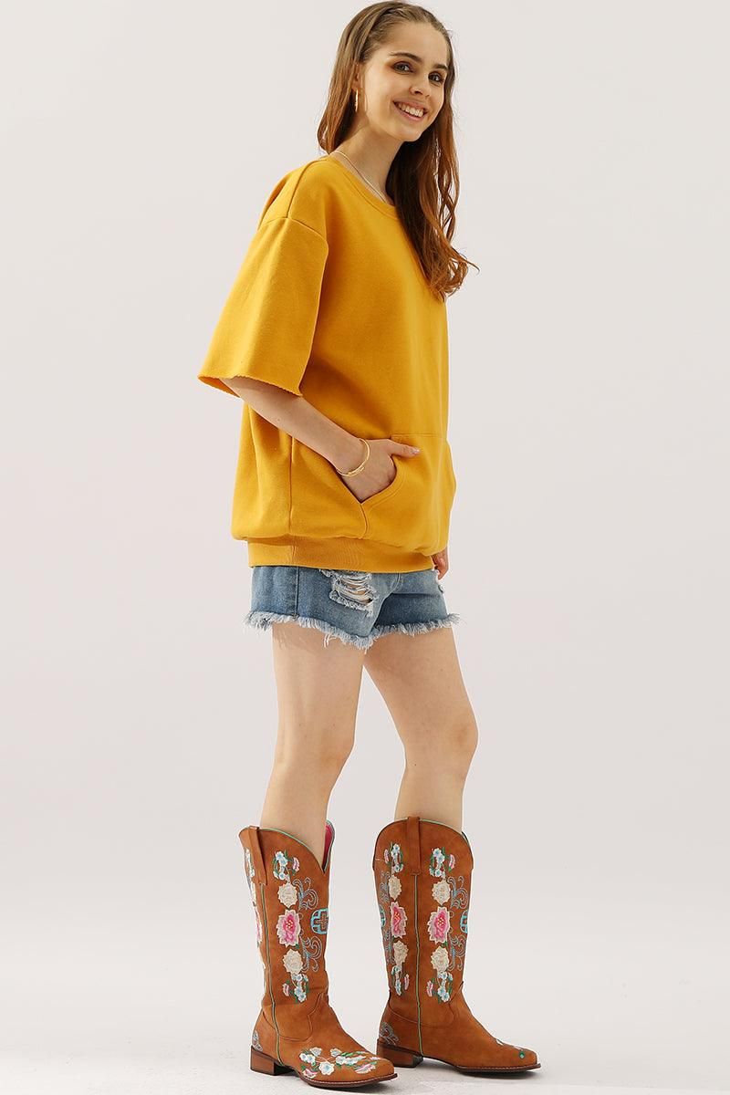 OVERSIZED SWEATSHIRT WITH KANGAROO POCKET - Doublju