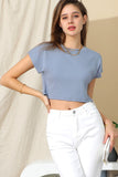 CREW NECK SHORT SLEEVE CROP TOP