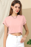 CREW NECK SHORT SLEEVE CROP TOP