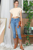CREW NECK SHORT SLEEVE CROP TOP