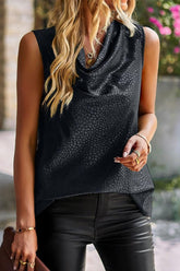 PATTERNED SLEEVELESS CASUAL TOP - Doublju
